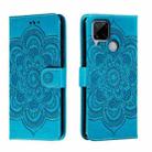For Realme C15 / C25 / Narzo 30A Sun Mandala Embossing Pattern Phone Leather Case(Blue) - 1