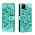 For Realme C15 / C25 / Narzo 30A Sun Mandala Embossing Pattern Phone Leather Case(Green) - 1
