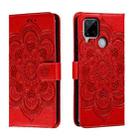 For Realme C53 Sun Mandala Embossing Pattern Phone Leather Case(Red) - 1