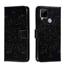 For Realme C53 Sun Mandala Embossing Pattern Phone Leather Case(Black) - 1