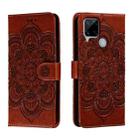 For Realme C53 Sun Mandala Embossing Pattern Phone Leather Case(Brown) - 1