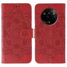 For Realme 14 Pro Sun Mandala Embossing Pattern Phone Leather Case(Red) - 1