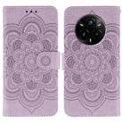 For Realme 14 Pro+ Sun Mandala Embossing Pattern Phone Leather Case(Purple) - 1