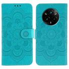 For Realme 14 Pro+ Sun Mandala Embossing Pattern Phone Leather Case(Blue) - 1