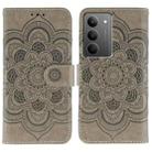 For Realme 14x Sun Mandala Embossing Pattern Phone Leather Case(Grey) - 1