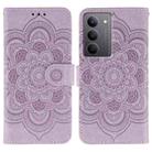 For Realme 14x Sun Mandala Embossing Pattern Phone Leather Case(Purple) - 1