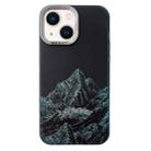 For iPhone 13 2 in 1 Aurora Electroplating Frame Phone Case(Snowy Mountains Black) - 1