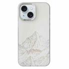 For iPhone 15 2 in 1 Aurora Electroplating Frame Phone Case(Snowy Mountains White) - 1