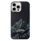 For iPhone 15 Pro 2 in 1 Aurora Electroplating Frame Phone Case(Snowy Mountains Black) - 1