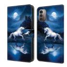 For Nokia G21/G11 Crystal Painted Leather Phone case(White Horse) - 1