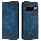 For Google Pixel 8 Pro Retro Elephant Embossed Leather Phone Case(Blue) - 1