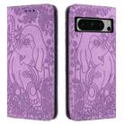 For Google Pixel 8 Pro Retro Elephant Embossed Leather Phone Case(Purple) - 1