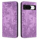 For Google Pixel 8 Retro Elephant Embossed Leather Phone Case(Purple) - 1