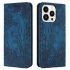 For iPhone 15 Pro Retro Elephant Embossed Leather Phone Case(Blue) - 1