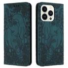 For iPhone 15 Pro Retro Elephant Embossed Leather Phone Case(Green) - 1
