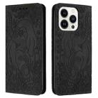 For iPhone 15 Pro Max Retro Elephant Embossed Leather Phone Case(Black) - 1