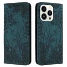 For iPhone 14 Pro Max Retro Elephant Embossed Leather Phone Case(Green) - 1