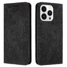 For iPhone 14 Pro Retro Elephant Embossed Leather Phone Case(Black) - 1