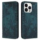 For iPhone 14 Pro Retro Elephant Embossed Leather Phone Case(Green) - 1