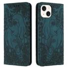For iPhone 14 Plus Retro Elephant Embossed Leather Phone Case(Green) - 1