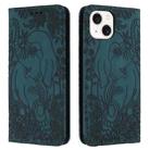 For iPhone 13 Retro Elephant Embossed Leather Phone Case(Green) - 1