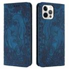 For iPhone 12 Pro Max Retro Elephant Embossed Leather Phone Case(Blue) - 1