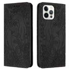 For iPhone 12 Pro Max Retro Elephant Embossed Leather Phone Case(Black) - 1