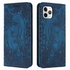 For iPhone 11 Pro Retro Elephant Embossed Leather Phone Case(Blue) - 1