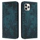 For iPhone 11 Pro Retro Elephant Embossed Leather Phone Case(Green) - 1