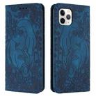 For iPhone 11 Pro Max Retro Elephant Embossed Leather Phone Case(Blue) - 1