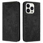 For iPhone 16 Pro Retro Elephant Embossed Leather Phone Case(Black) - 1