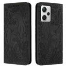 For Xiaomi Poco X5 Pro/Redmi Note 12 Pro 5G Retro Elephant Embossed Leather Phone Case(Black) - 1