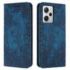 For Xiaomi Poco X5/Redmi Note 12 5G Global Retro Elephant Embossed Leather Phone Case(Blue) - 1