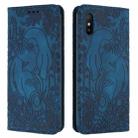 For Xiaomi Redmi 9A Retro Elephant Embossed Leather Phone Case(Blue) - 1