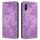 For Xiaomi Redmi 9A Retro Elephant Embossed Leather Phone Case(Purple) - 1