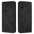 For Xiaomi Redmi 9A Retro Elephant Embossed Leather Phone Case(Black) - 1