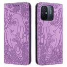 For Xiaomi Redmi 12C Retro Elephant Embossed Leather Phone Case(Purple) - 1