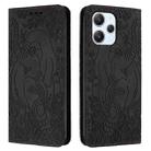 For Xiaomi Redmi 12 4G Retro Elephant Embossed Leather Phone Case(Black) - 1