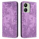 For Xiaomi Redmi 13C 4G / 5G Retro Elephant Embossed Leather Phone Case(Purple) - 1