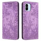 For Xiaomi Redmi A1 Retro Elephant Embossed Leather Phone Case(Purple) - 1