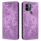 For Xiaomi Redmi A1+ Retro Elephant Embossed Leather Phone Case(Purple) - 1