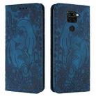 For Xiaomi Redmi Note 9 Retro Elephant Embossed Leather Phone Case(Blue) - 1