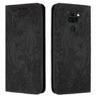 For Xiaomi Redmi Note 9 Retro Elephant Embossed Leather Phone Case(Black) - 1