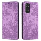 For Xiaomi Redmi Note 11 / Note 11S 4G Global Retro Elephant Embossed Leather Phone Case(Purple) - 1