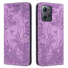 For Xiaomi Redmi Note 12 4G Global Retro Elephant Embossed Leather Phone Case(Purple) - 1