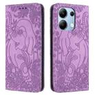 For Xiaomi Redmi Note 13 4G Retro Elephant Embossed Leather Phone Case(Purple) - 1