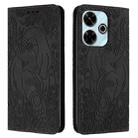 For Xiaomi Redmi 13 4G Retro Elephant Embossed Leather Phone Case(Black) - 1