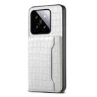 For Xiaomi 14 Crocodile Texture Card Bag Design Full Coverage Phone Case(White) - 1