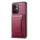 For Xiaomi Redmi Note 12 4G Global Crocodile Texture Card Bag Design Full Coverage Phone Case(Red) - 1