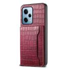 For Xiaomi Redmi Note 12 Pro 4G Crocodile Texture Card Bag Design Full Coverage Phone Case(Red) - 1